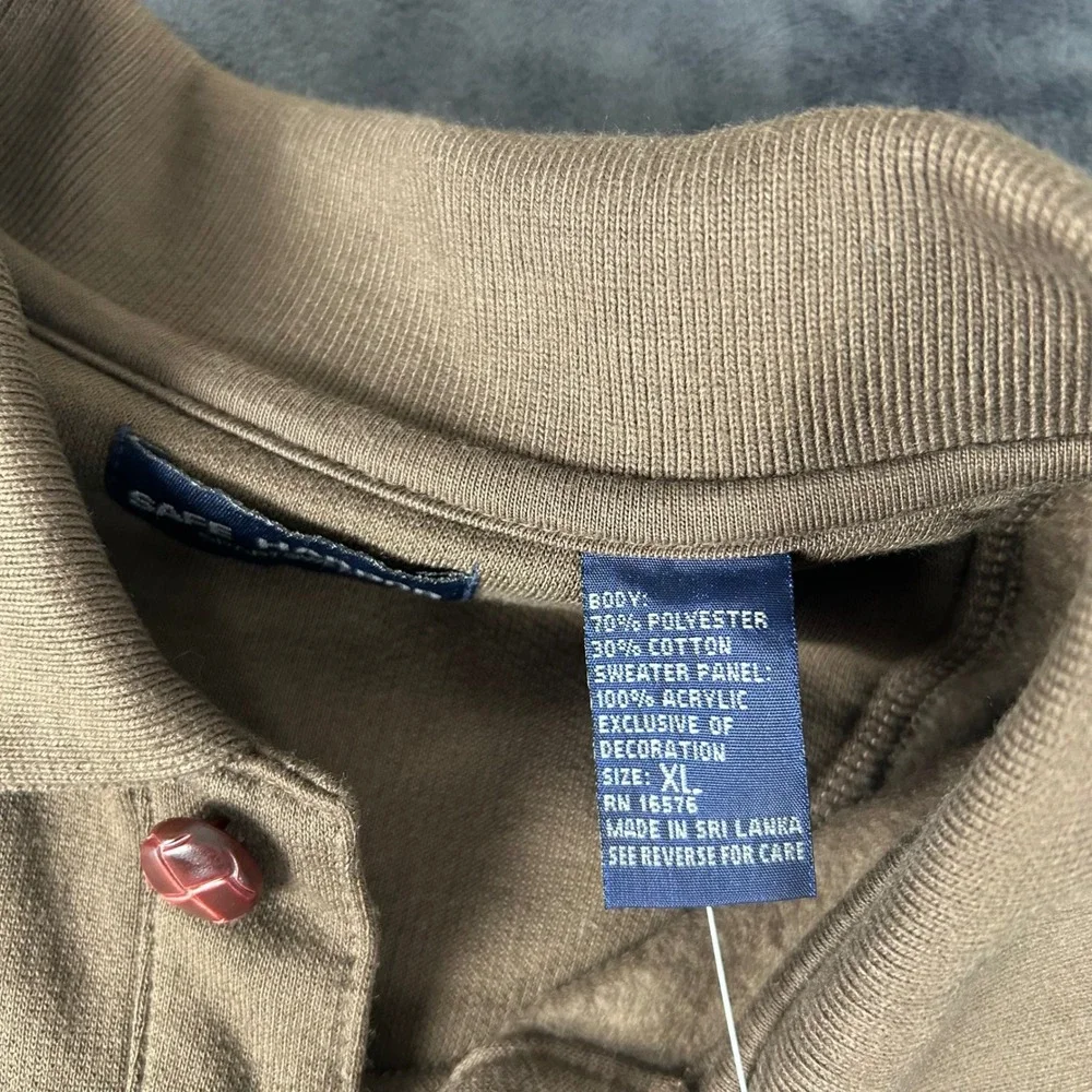 Safe Harbor Polo Sweatshirt Mens XL Brown Plaid Panel Long Sleeve NWT